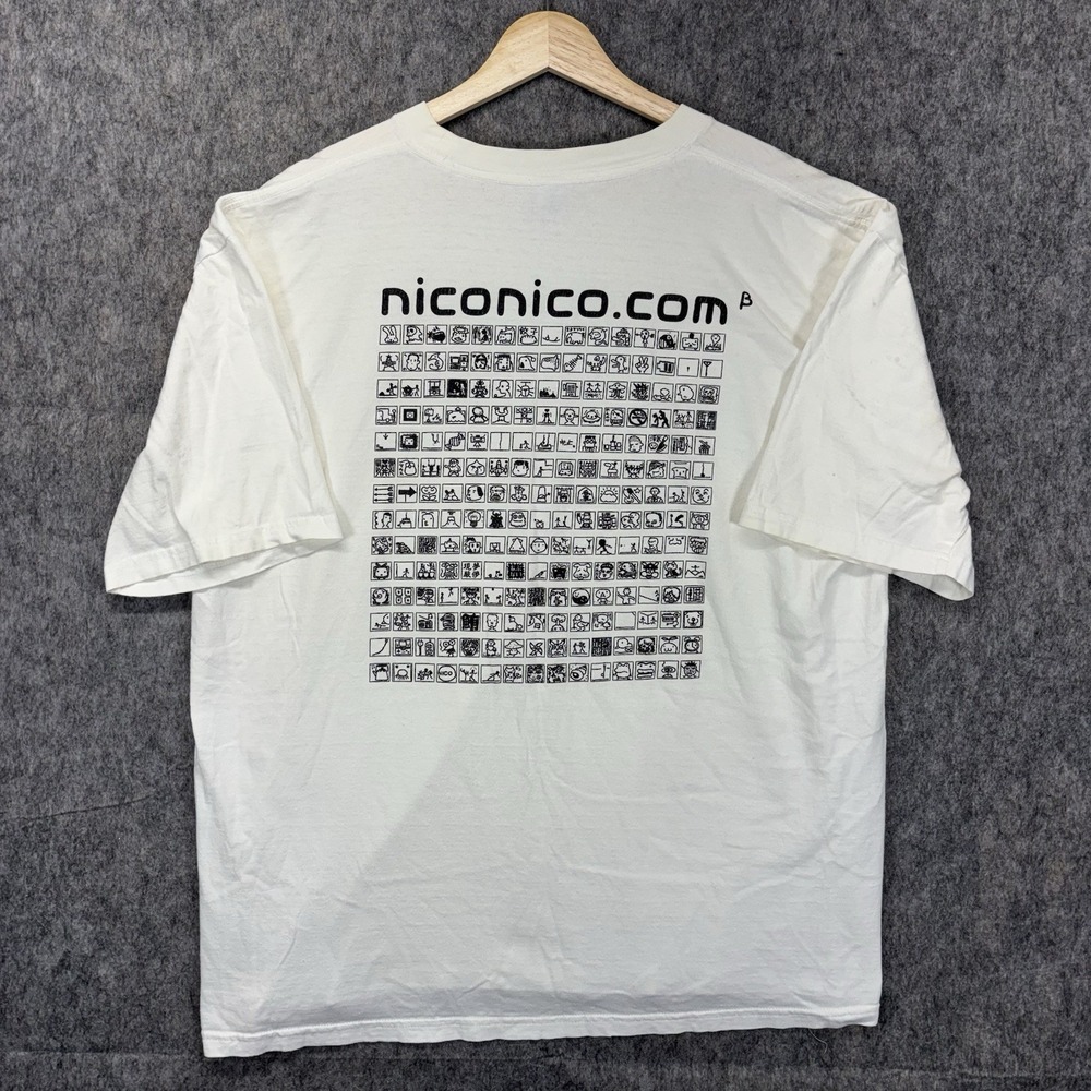 Vintage Y2K NicoNico T-Shirt Men's XL Short Sleeve Japan White‎ Comic